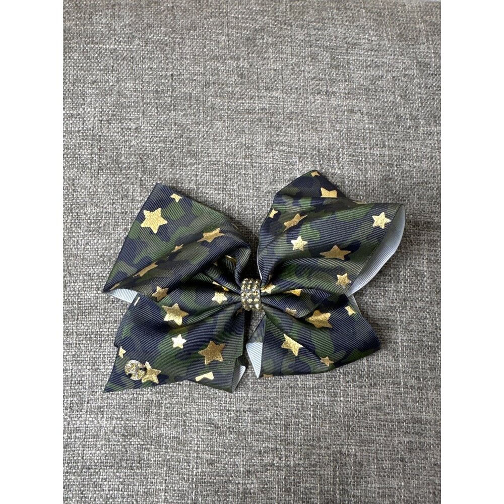 Camouflage Gold Stars Cheer Bow Hair Clip Accessory Wedding Party Prom Pageant